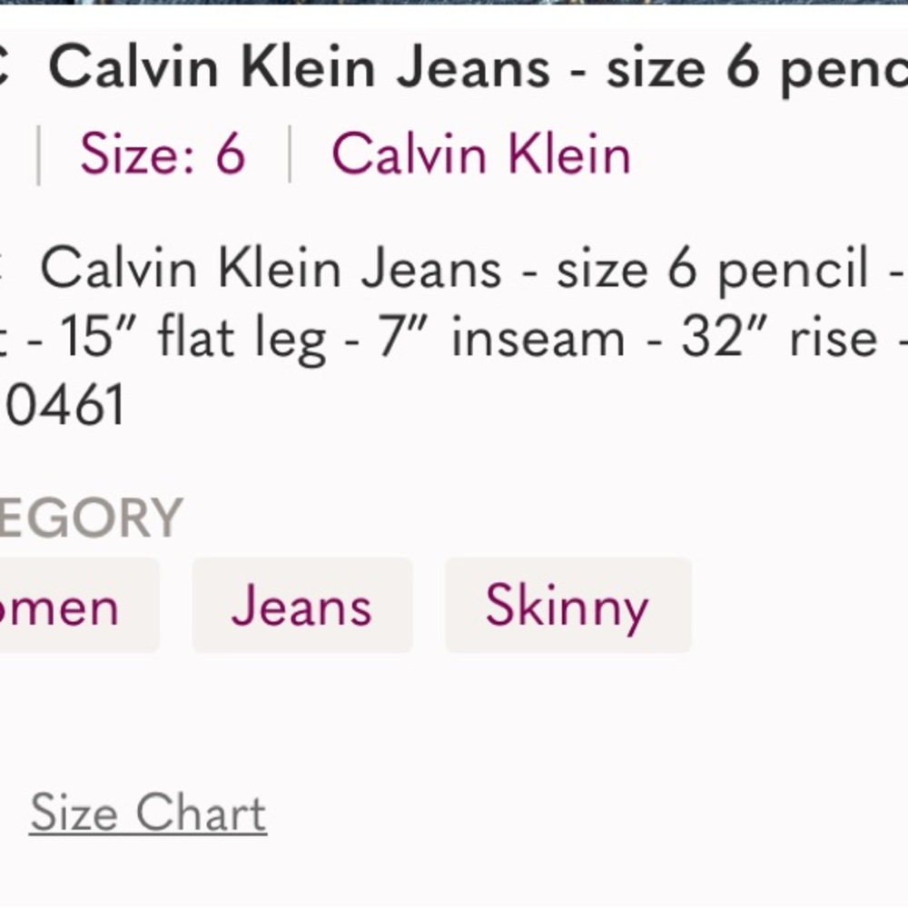 Excellent Preowned Condition Calvin Klein Skinny Jeans Size 6 Very Cute - Picture 5 of 5